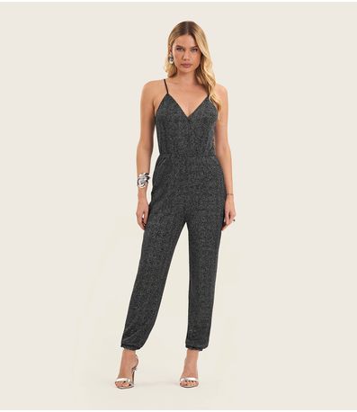 Macacão Feminino Em Lurex Endless Cinza