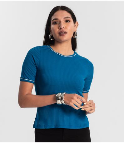 Blusa Feminina Ribana Canelada Azul
