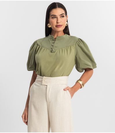 Blusa Feminina Com Mangas Bufantes Select Verde