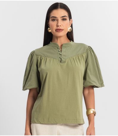 Blusa Feminina Com Mangas Bufantes Select Verde