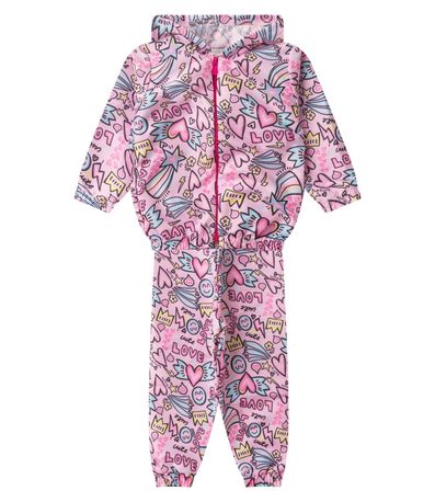 Conjunto Corta Vento Menina com Capuz Kappes Rosa