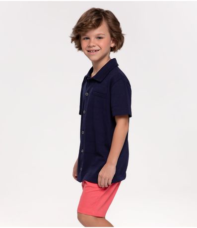 Bermuda Infantil Masculina Em Linho Trick Nick Rosa