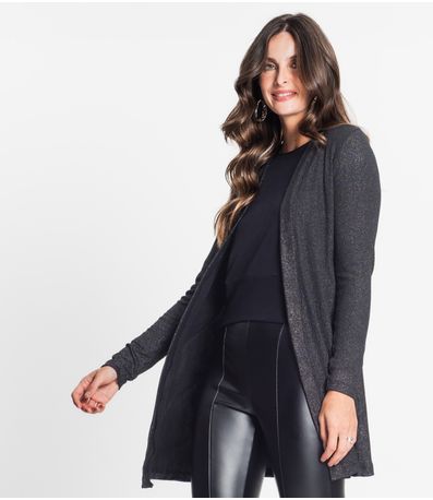 Cardigan Longo Feminino Rovitex Preto