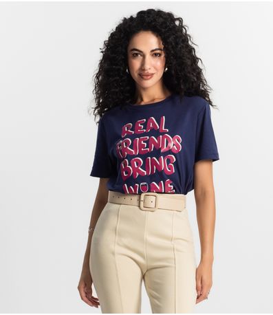 T-Shirt Feminina Estampada Rovitex Azul