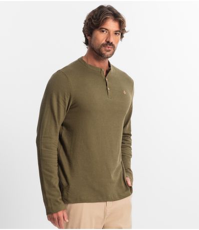 Camiseta Masculina Manga Longa Moletinho Diametro Verde