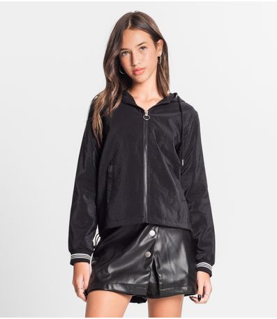 Jaqueta Feminina Com Capuz Minty Preto
