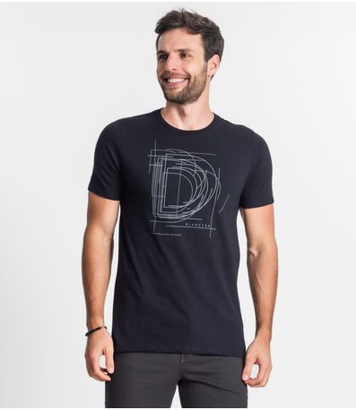 Camiseta Masculina Meia Malha Diametro Preto