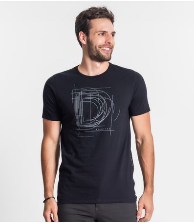 Camiseta Masculina Meia Malha Diametro Preto