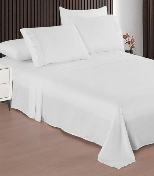 Jogo De Cama Marquesa Bordado Inglês Casal Camesa Branco