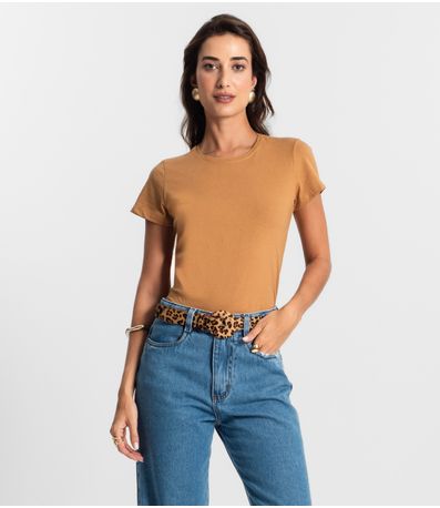 Blusa Feminina Meia Malha 30 Básica KO Marrom