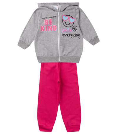 Conjunto De Moletom Infantil Com Capuz Kappes Cinza