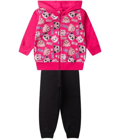 Conjunto De Moletom Infantil Com Capuz Kappes Rosa