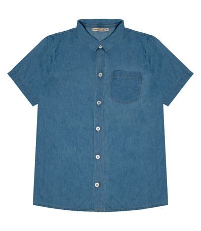 Camisa Infantil Masculina Com Botões Trick Nick Azul