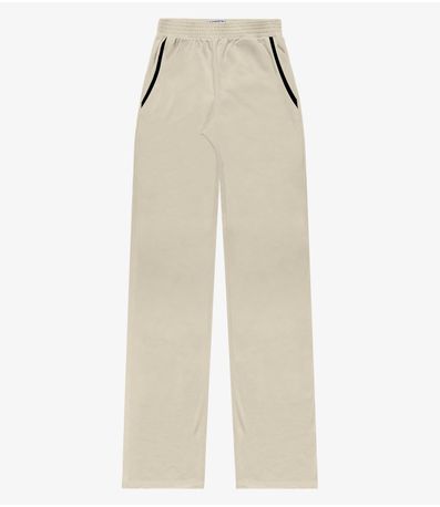 Calça Wide Leg Moletinho Feminina Minty Bege