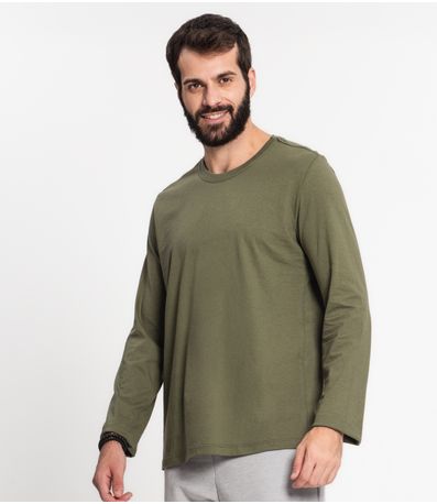 Camiseta Manga Longa Masculina  Meia Malha Kohmar Verde