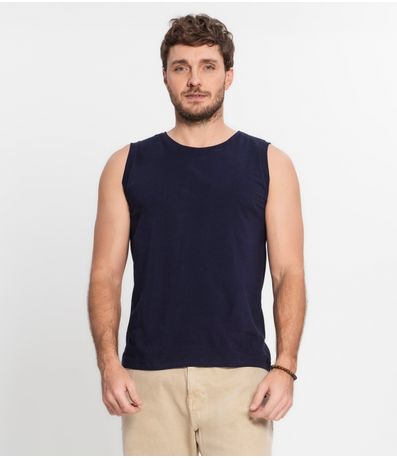 Regata Masculina Básico Meia Malha Diametro Azul