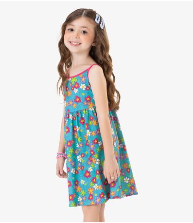 Vestido Infantil Florido Rovi Kids Azul