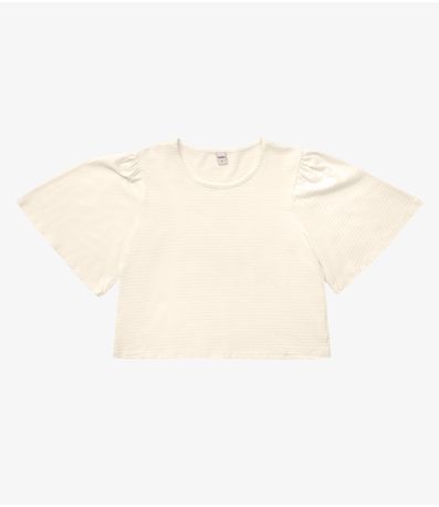 Blusa Feminina Manga Franzida Bege