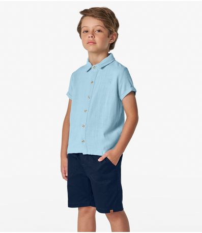 Camisa Infantil Masculina Com Botões Trick Nick Azul