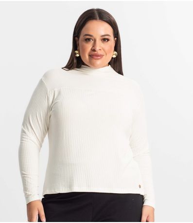 Blusa Feminina Manga Longa Plus Size Secret Glam Bege