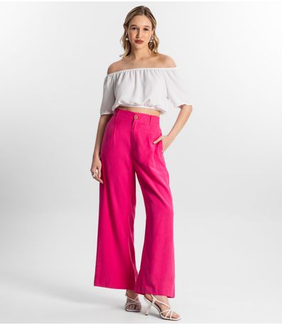 Calça Feminina Pantalona Em Sarja Endless Rosa