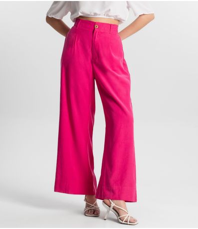Calça Feminina Pantalona Em Sarja Endless Rosa