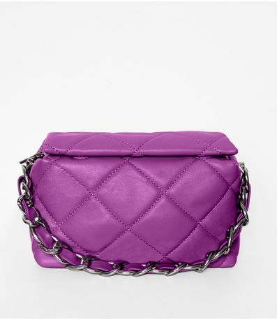 Bolsa Feminina Matelassada Com Corrente Bela Gaia Roxo