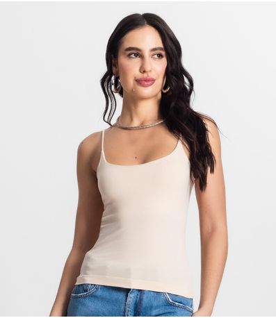 Blusa Feminina De Alça Poliamida Style Box Bege