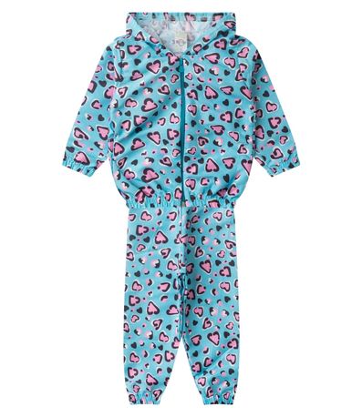 Conjunto Corta Vento Infantil Com Capuz Kappes Azul