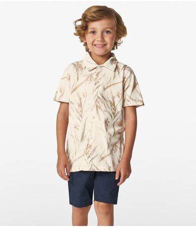 Bermuda Infantil Masculina Em Linho Trick Nick Azul