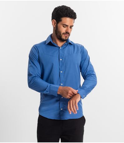Camisa Social Masculina Select Azul