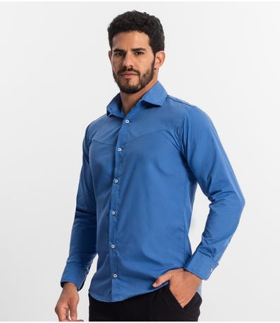 Camisa Social Masculina Select Azul