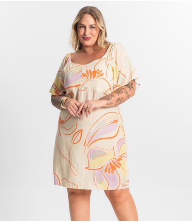 Vestido Curto Ciganinha Secret Glam Bege