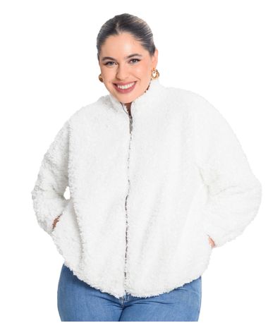 Jaqueta Pelo Alpaca Sintético Secret Glam Bege