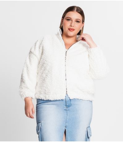 Jaqueta Pelo Alpaca Sintético Secret Glam Bege