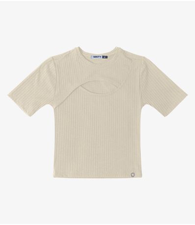 Blusa Canelada Feminina Minty Bege