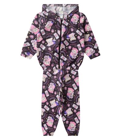 Conjunto Corta Vento Menina com Capuz Kappes Preto