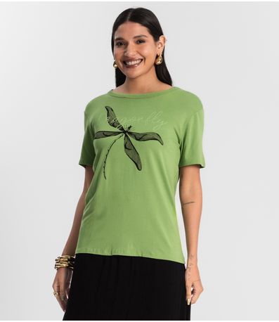 Blusa T-Shirt Feminina Libélula Verde