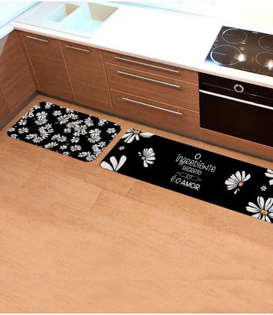 Jogo De Tapetes Para Cozinha Wevans Preto