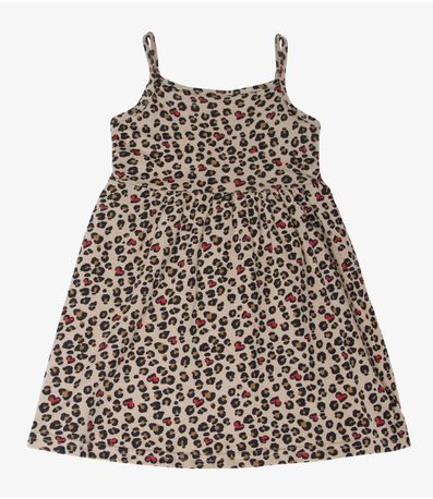 Vestido Infantil Estampado de Alcinha Bju Kids Marrom