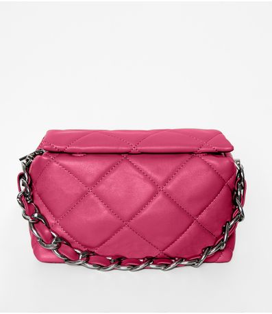 Bolsa Feminina Matelassada Com Corrente Bela Gaia Rosa