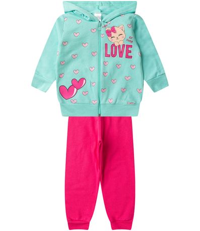 Conjunto De Moletom Infantil Com Capuz Kappes Azul