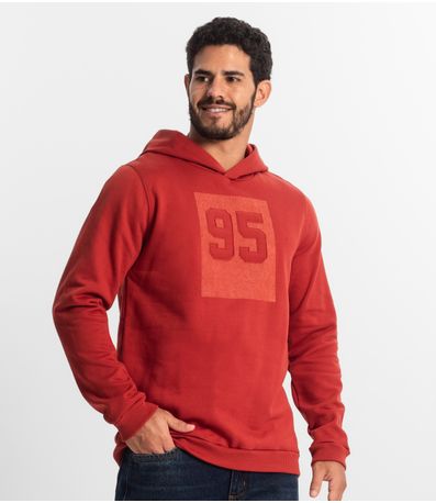 Blusão Masculino com Capuz Em Moletom Diametro Laranja