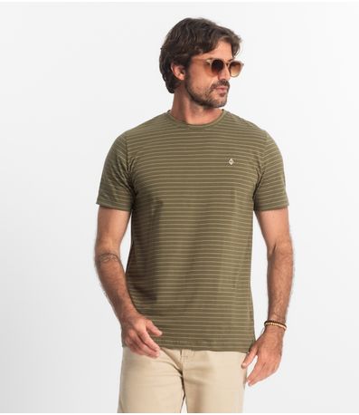 Camiseta Masculina Cotton Listrado Diametro Verde