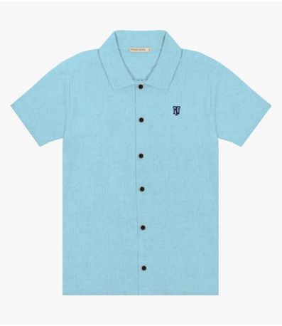 Camisa Infantil Menino Em Linho Trick Nick Azul