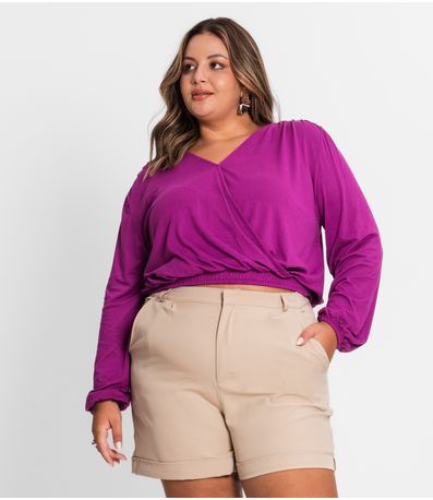 Blusa Feminina Plus Size Em Viscose Secret Glam Roxo
