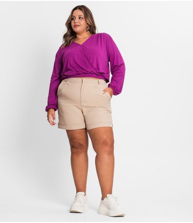 Blusa Feminina Plus Size Em Viscose Secret Glam Roxo