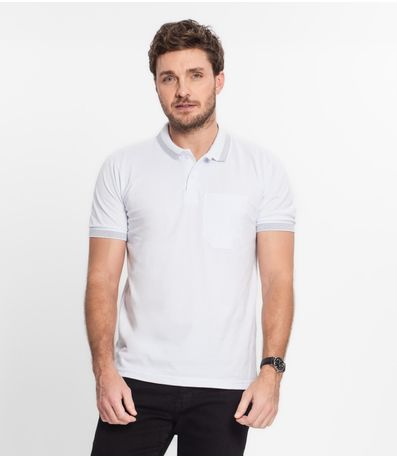 Polo Masculina Com Detalhe Na Gola Select Branco