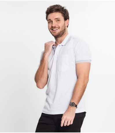 Polo Masculina Com Detalhe Na Gola Select Branco