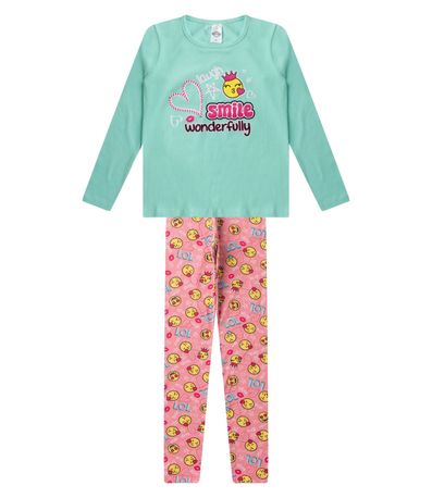 Conjunto Menina Em Cotton Manga Longa Kappes Verde